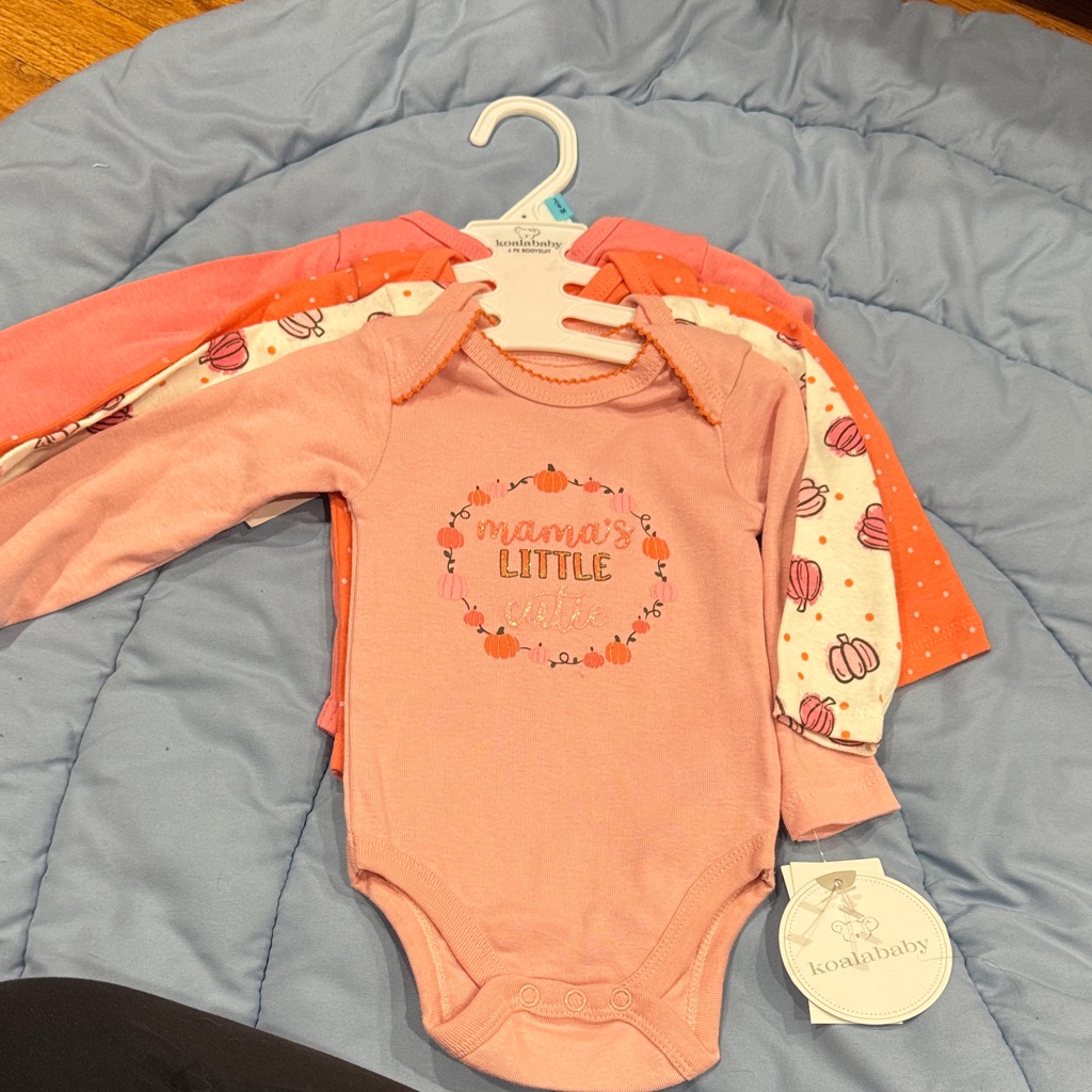 Koalababy 4 Piece Bodysuit Set Orange And Pink 3-6 Month Nwt